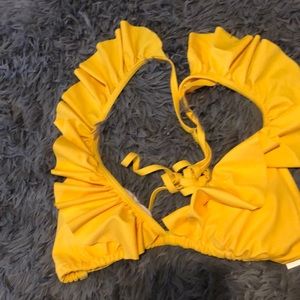 Yellow ruffle swim top